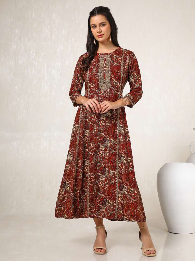Buy Soch Women Ethnic Motifs Printed A Line Maxi Ethnic Dress Ethnic Dresses for Women 31309528 Myntra