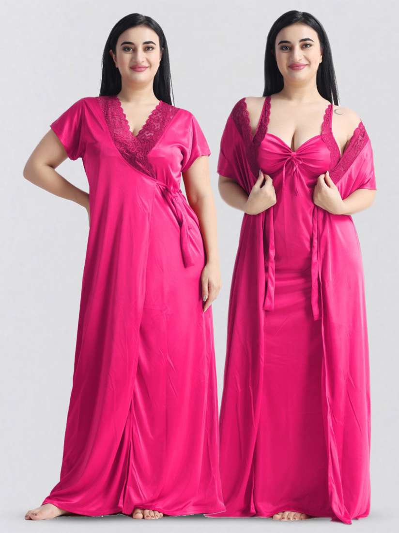 Buy NIGHT KEYS Set Of 6 Piece Women Satin Maxi Nightdress Nightdress for Women 31316596 Myntra