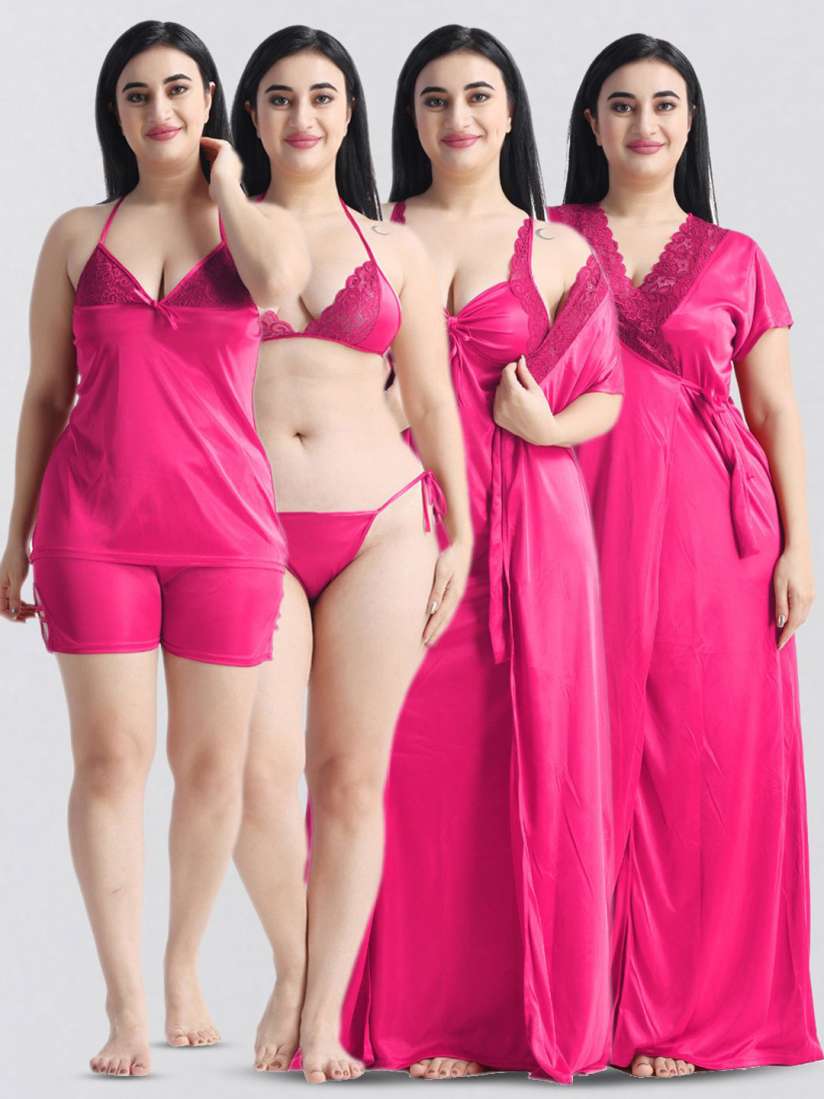 Buy NIGHT KEYS Set Of 6 Piece Women Satin Maxi Nightdress Nightdress for Women 31316596 Myntra
