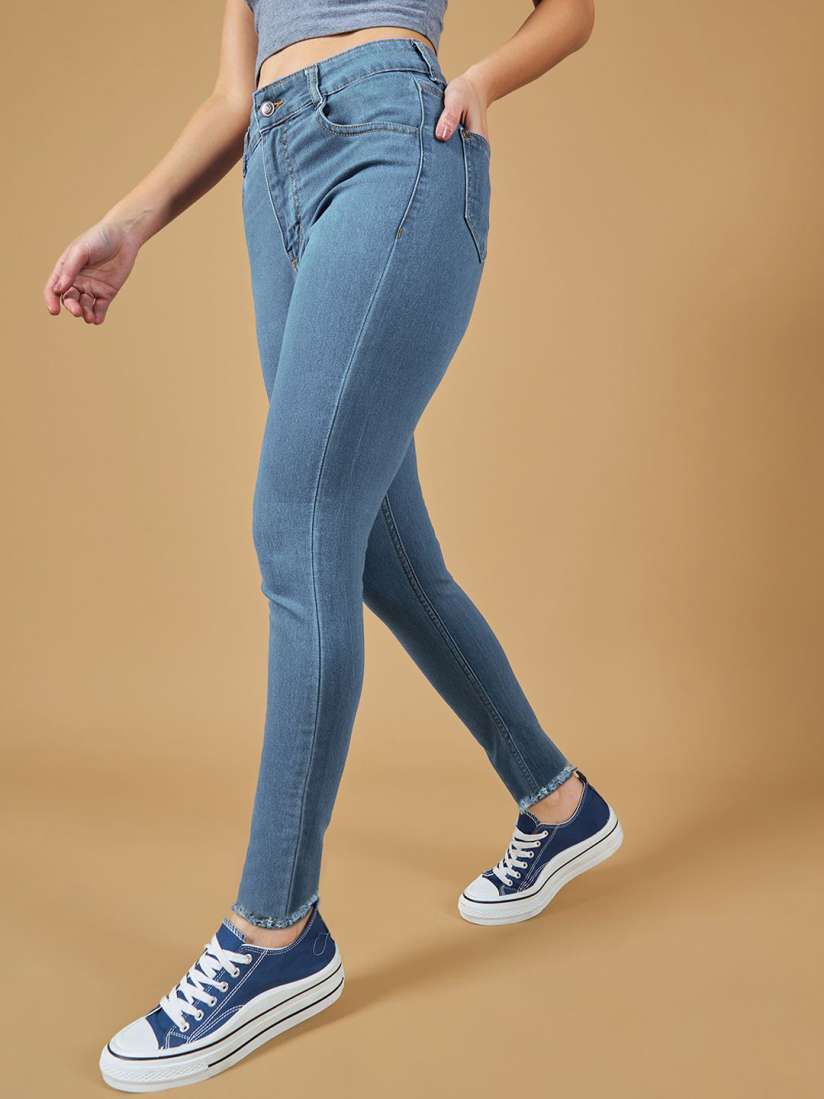 Skinny jeans with fringe bottom new arrivals