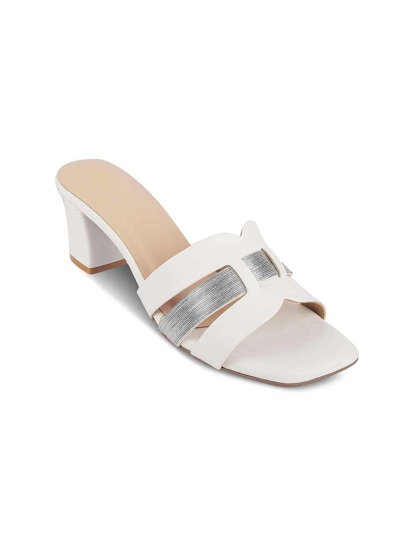 Tresmode White Peep Toe Block Heels Tresmode Women Block Sandals