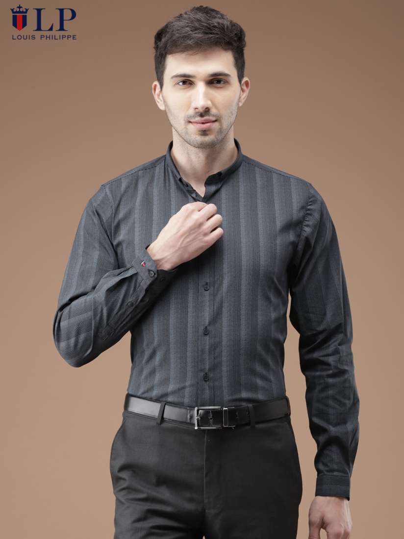 Buy Louis Philippe Sport Men Black Slim Fit Striped Formal Shirt Shirts for Men 3250398 Myntra