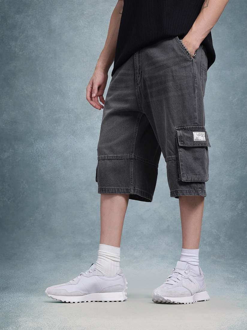 Denim Cargo Shorts For Men Wrangler Stretchable Men's Denim Cargo