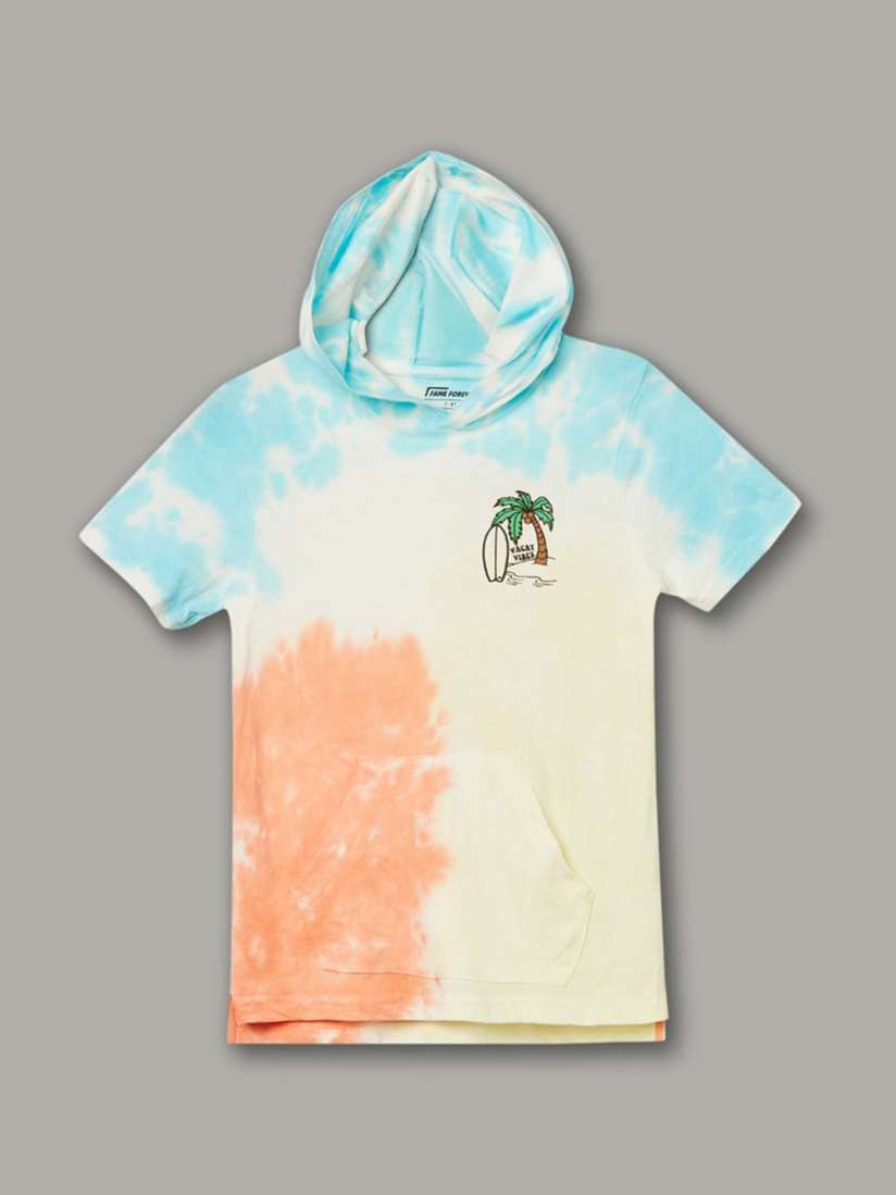 Buy Fame Forever by Lifestyle Boys Dyed Hooded Cotton T-shirt