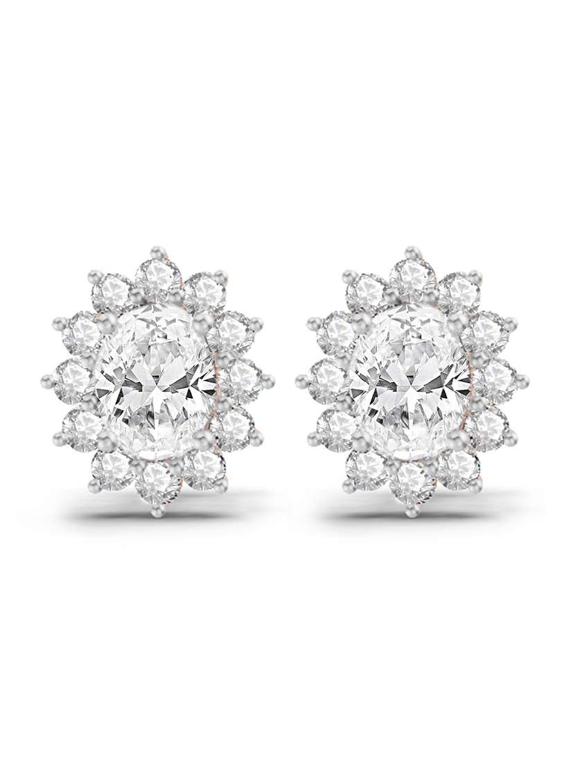 Sparkles 14K Rose Gold Carat Lab Diamond Oval Shape Halo Stud Earrings