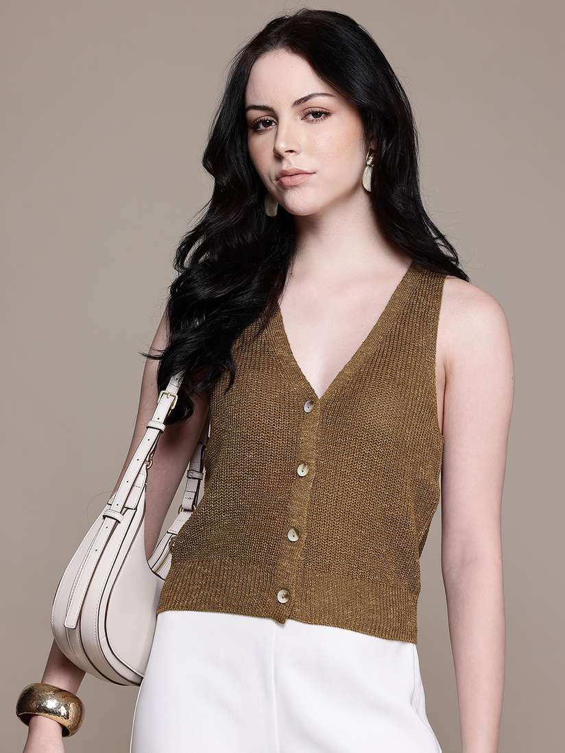 Myntra Sweater Vest Mango Buy MANGO V-Neck Cable Knit Sleeveless
