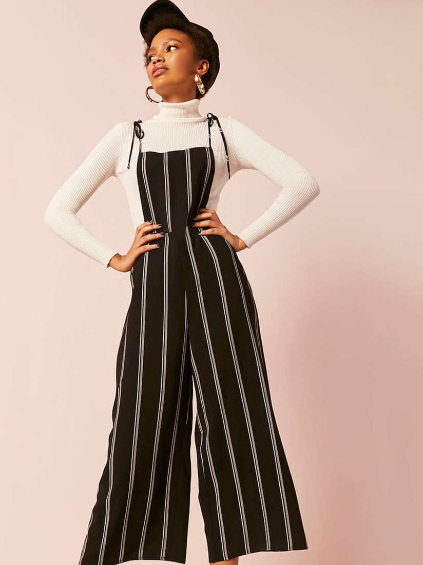 Black and white striped jumpsuit forever 21 outlet