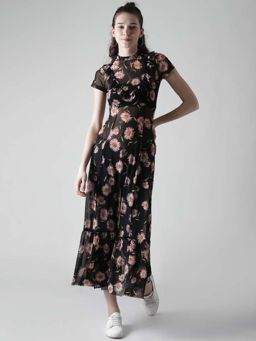 Forever 21 black floral maxi dress sale