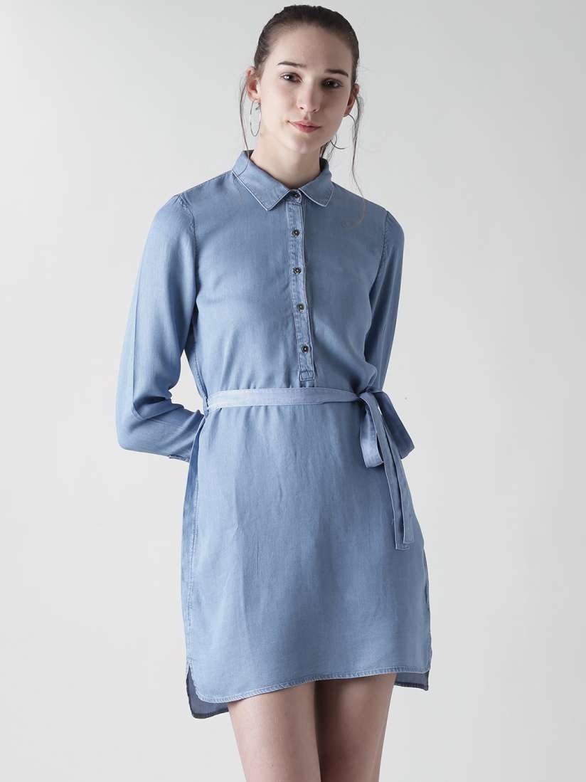 Buy FOREVER 21 Women Blue Solid Shirt Dress Dresses for Women 3856544 Myntra