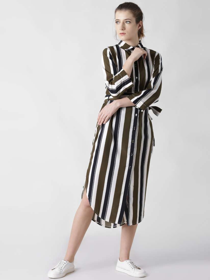 Forever 21 striped shirt dress sales