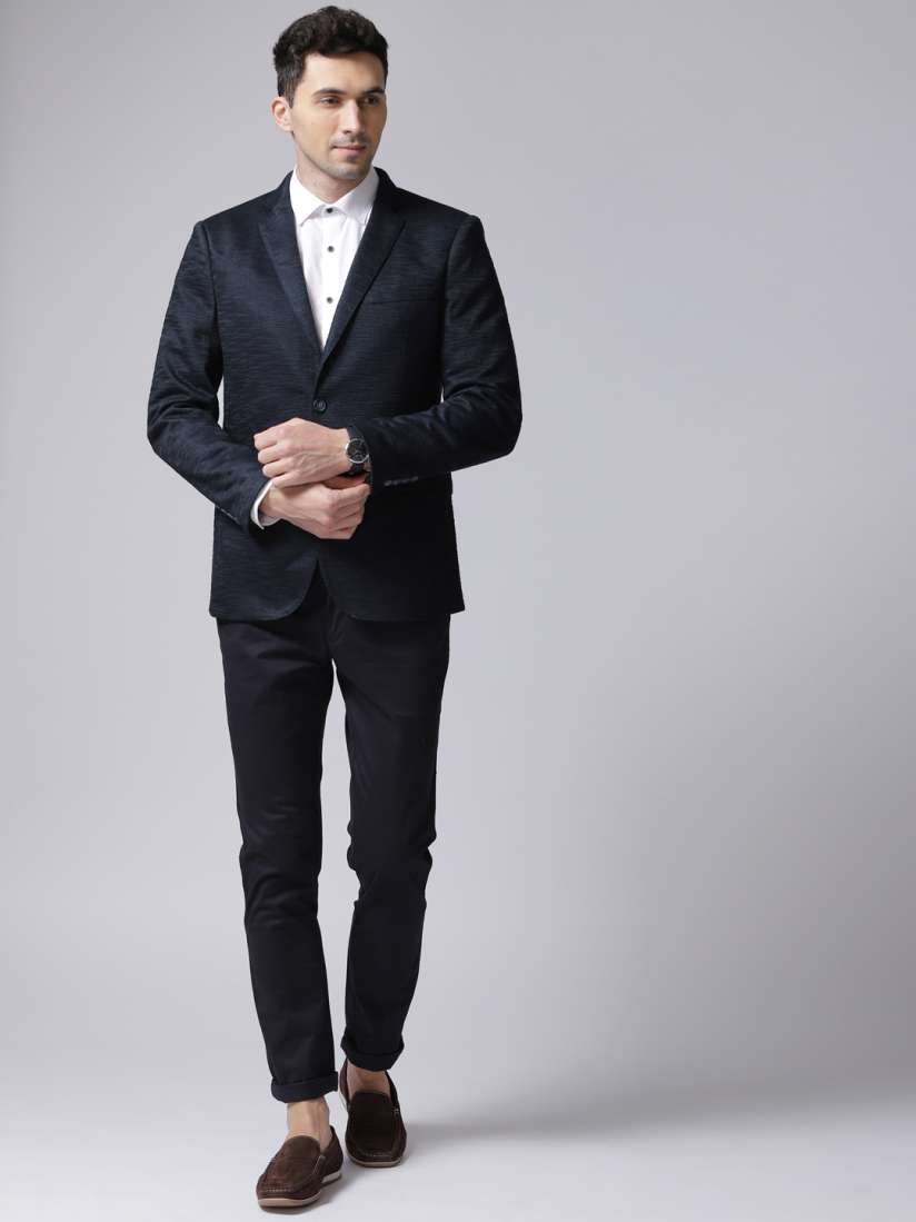 Buy True Blue Men Navy Self Design Smart Casual Blazers Blazers for Men 3877383 Myntra
