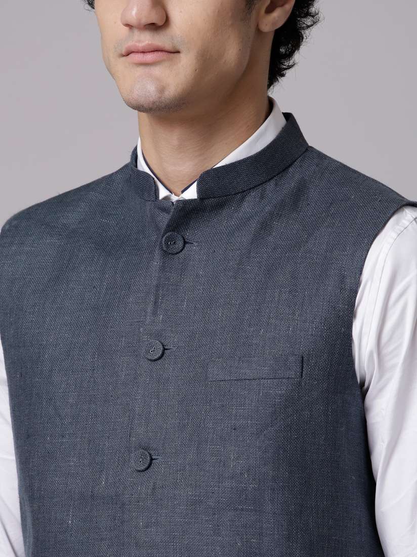 True blue nehru jacket cheap