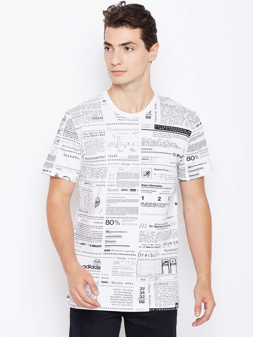 Buy ADIDAS Originals White Black SOPHISTI Printed Round Neck Pure Cotton T shirt Tshirts for Men 3888527 Myntra