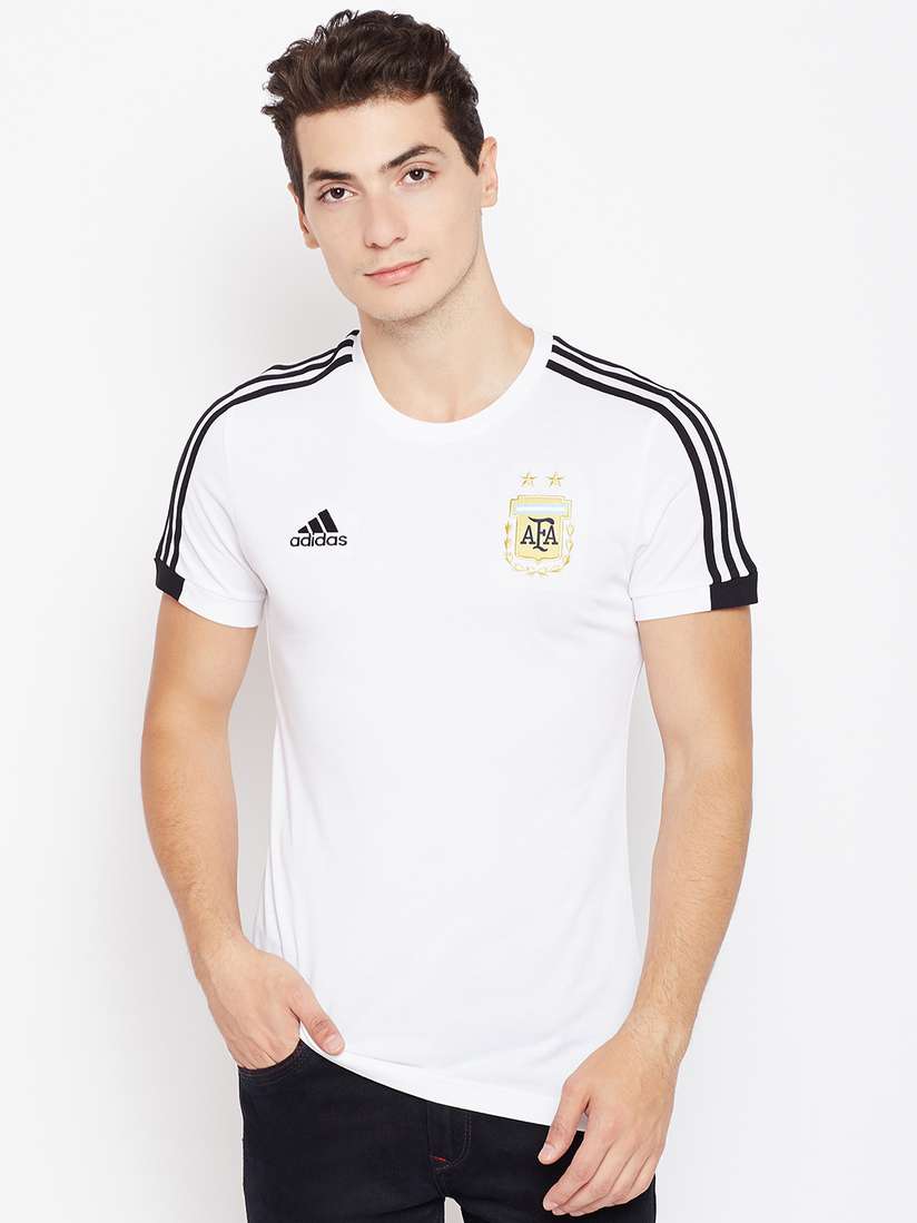 Buy ADIDAS Men White AFA Solid Round Neck Football T-shirt 
