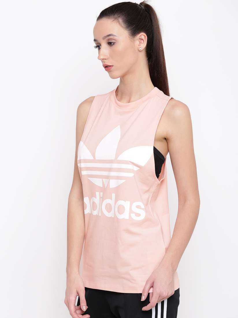 Buy ADIDAS Originals Peach Coloured Trefoil Printed Tank Top Tops for Women 3888706 Myntra