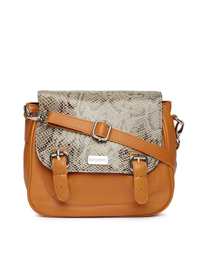 Buy Satya Paul Beige Orange Printed Leather Sling Bag Handbags for Women 390205 Myntra