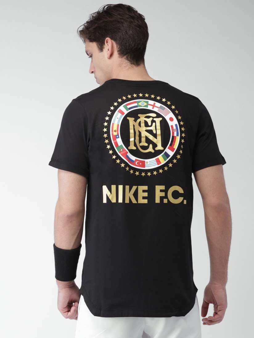 Buy Nike Black Printed Flag Crest FC Pure Cotton T shirt Tshirts for Men 4029242 Myntra