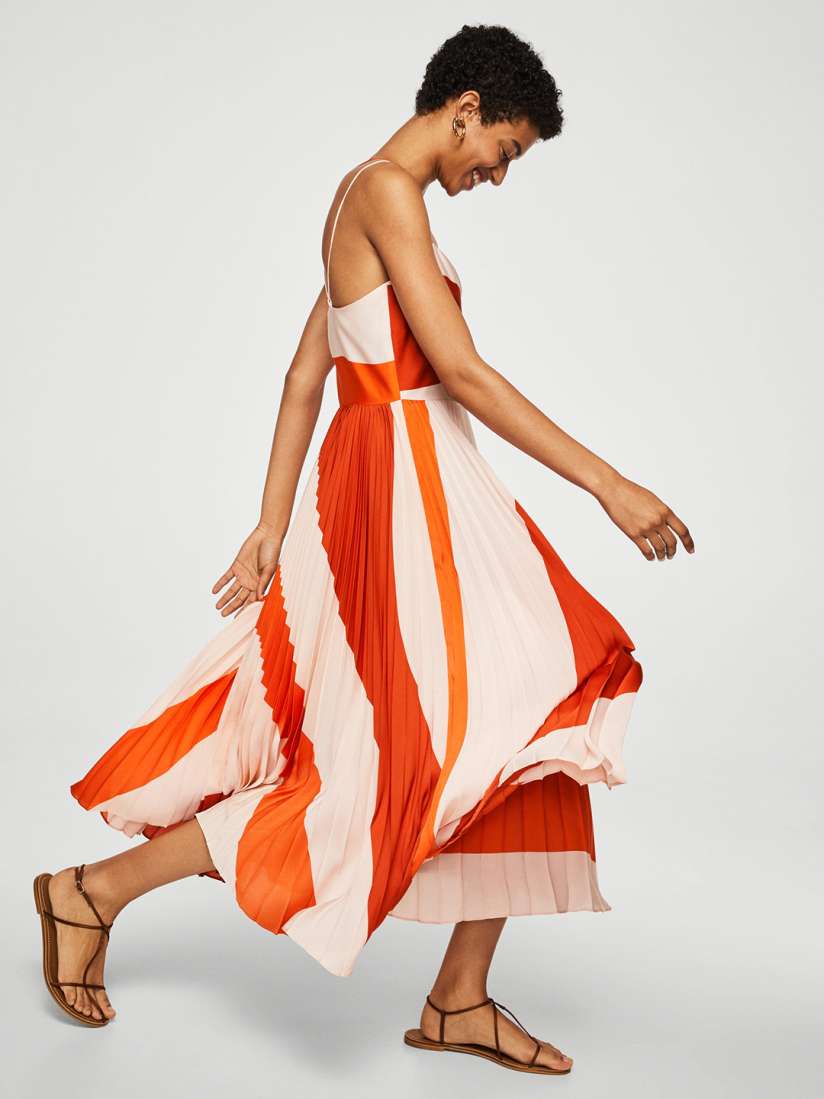 Buy MANGO Women Orange Cream Coloured Colourblocked Fit Flare Dress Dresses for Women 4044257 Myntra