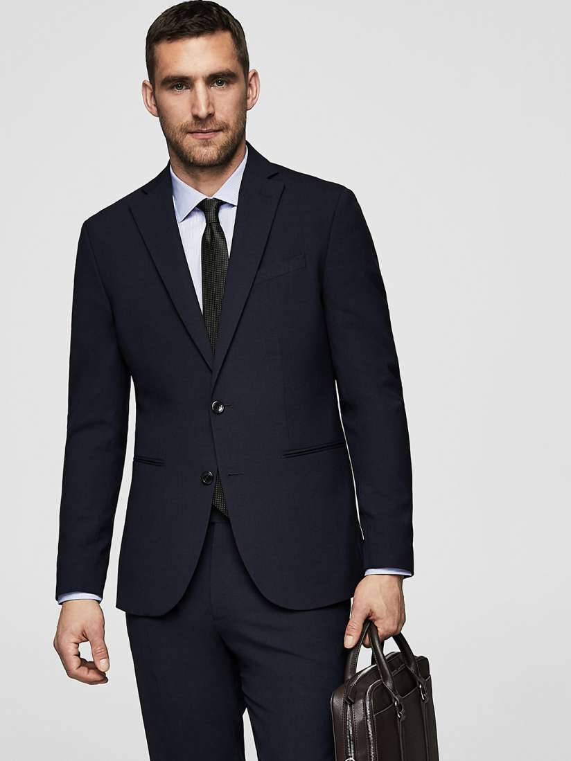 Buy MANGO MAN Men Navy Blue Single Breasted Slim Fit Formal Blazer Blazers for Men 4044415 Myntra