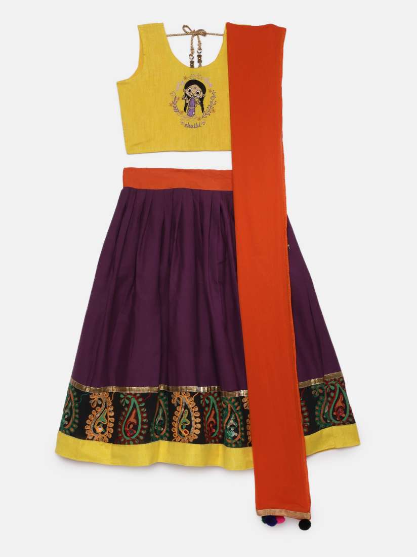 Buy Chhota Bheem Girls Multicoloured Embroidered Ready to Wear Lehenga Blouse with Dupatta Lehenga Choli for Girls 4053231 Myntra