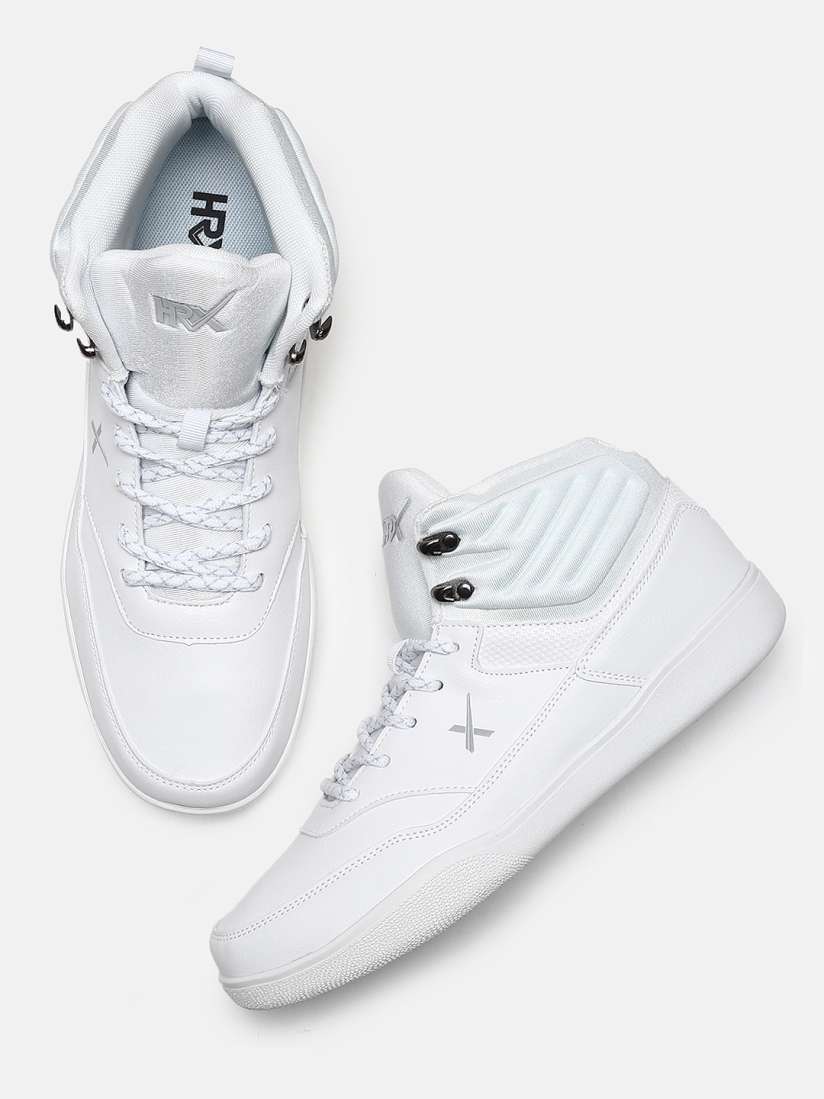 Buy HRX by Hrithik Roshan Men White Solid Synthetic Mid Top Hoop Life Sneakers Casual Shoes for Men 4253258 Myntra