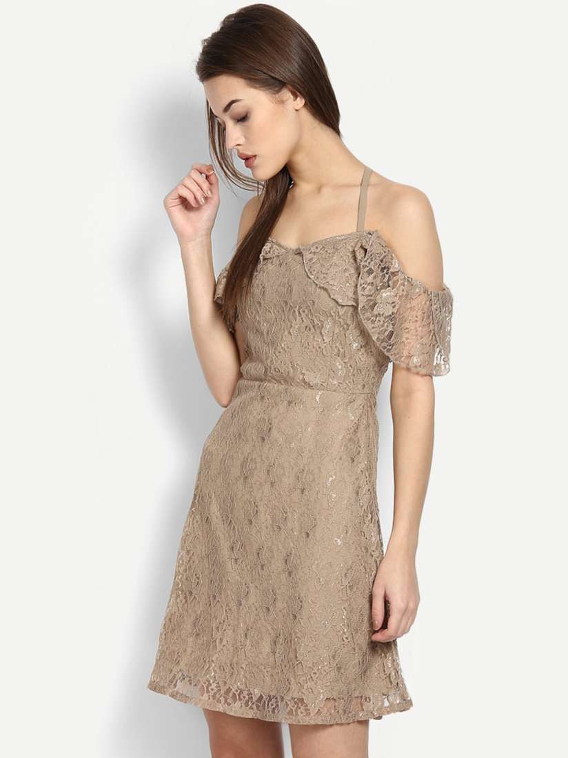 Buy StalkBuyLove Women Beige Lace Fit and Flare Dress Dresses for Women 4262343 Myntra