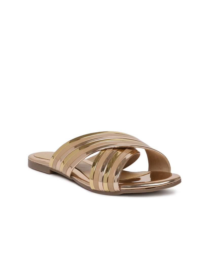 Buy Catwalk Women Gold Toned Solid Open Toe Flats Flats for Women 4268406 Myntra