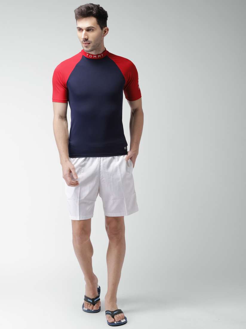 Buy Tommy Hilfiger Men Navy RASHGUARD LS Solid Swim T Shirt Swim Tops for Men 4286159 Myntra