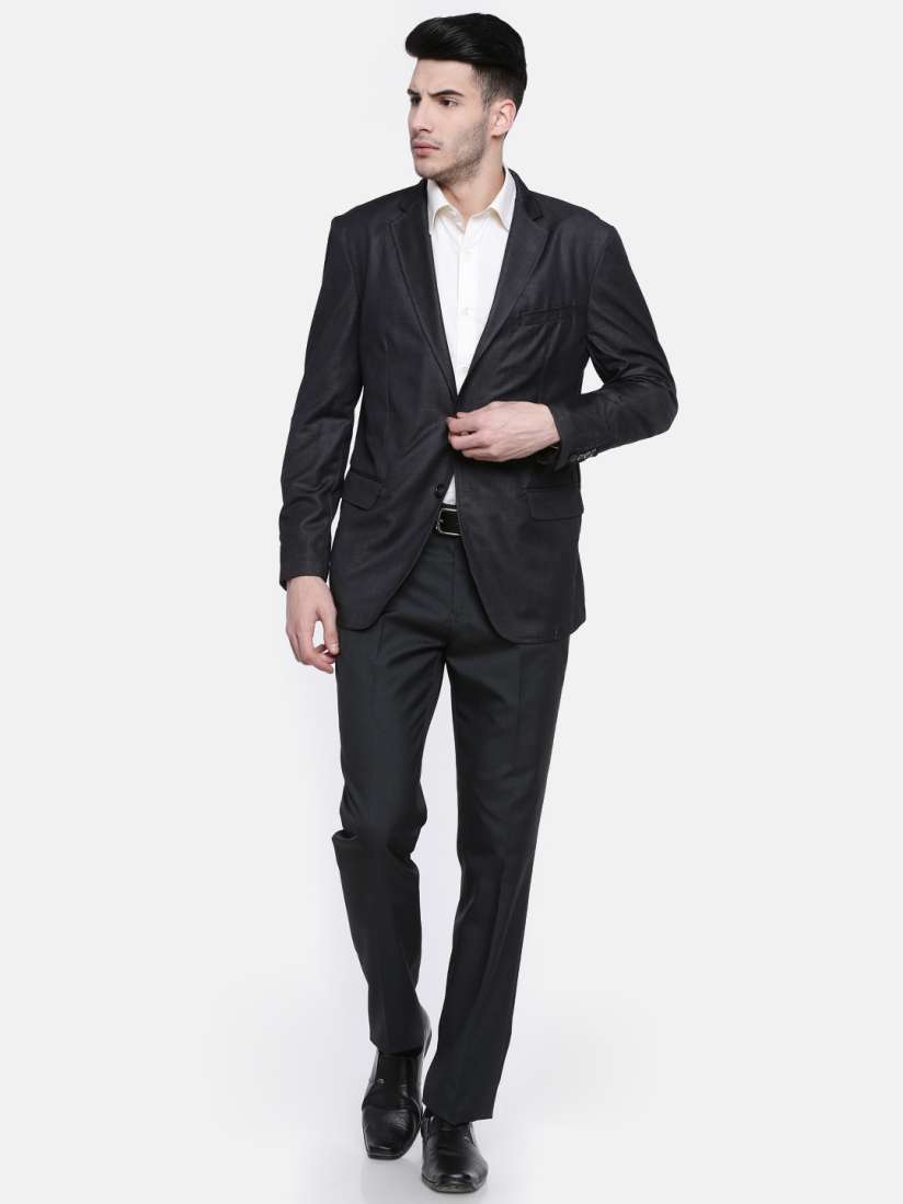 Buy J Hampstead Men Charcoal Grey Solid Single Breasted Contemporary Slim Fit Formal Blazer Blazers for Men 4286639 Myntra