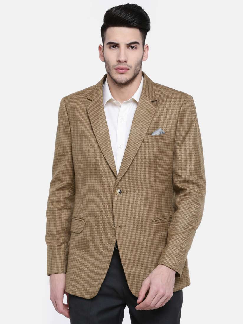 Buy J Hampstead Men Khaki Self Design Single Breasted Contemporary Slim Fit Formal Blazer Blazers for Men 4286641 Myntra