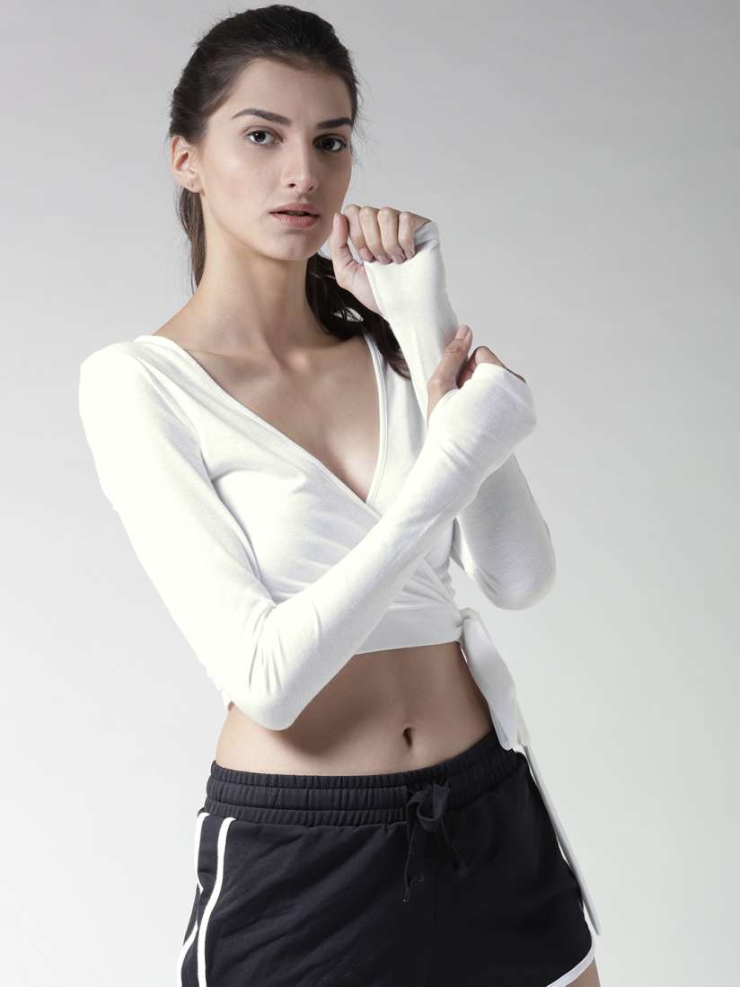 Buy FOREVER 21 Women White Solid Wrap Top Tops for Women 4287027 Myntra