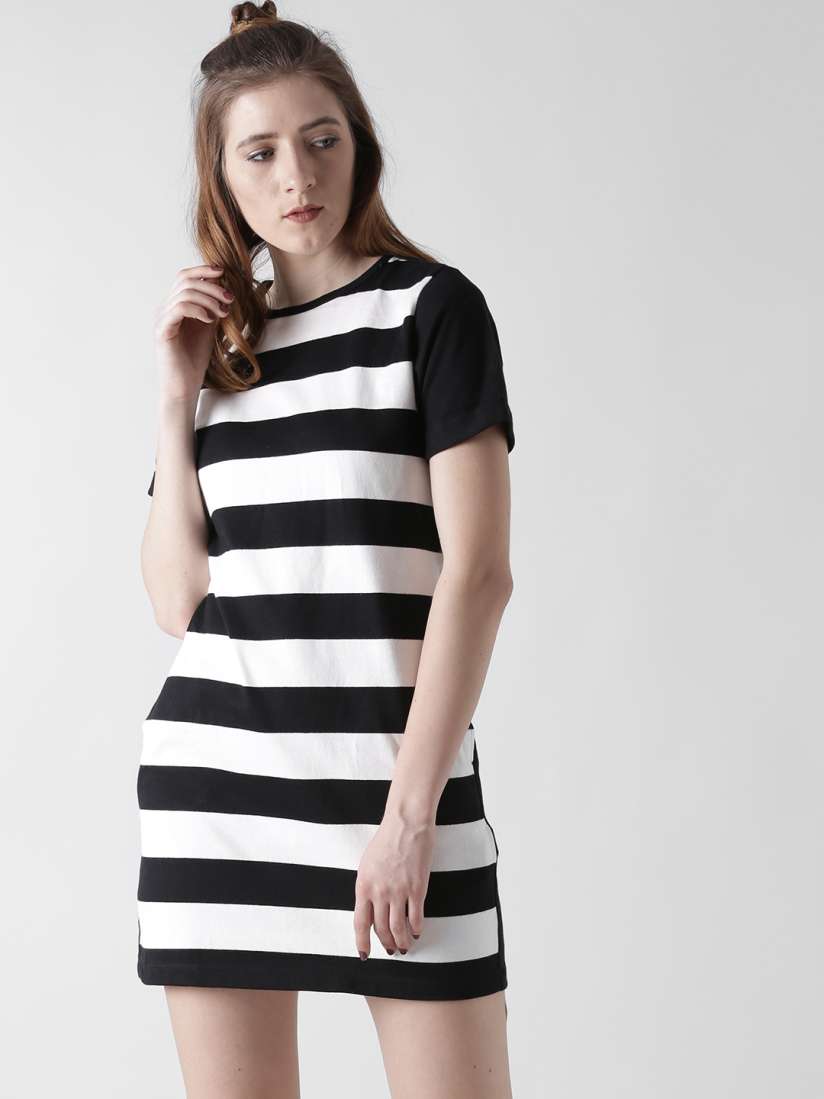 Buy FOREVER 21 Women White Black Striped Sheath Dress Dresses for Women 4287422 Myntra