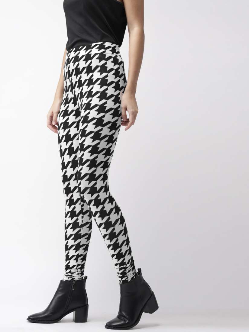 Buy FOREVER 21 Black White Printed Leggings Leggings for Women 4287717 Myntra