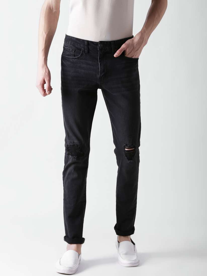 Buy FOREVER 21 Men Black Regular Fit Mid Rise Low Distress Stretchable Jeans Jeans for Men 4287741 Myntra