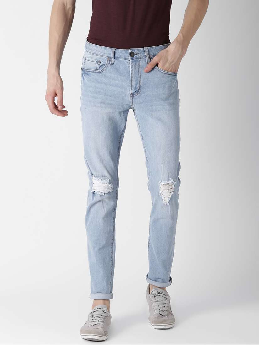 Buy FOREVER 21 Men Blue Regular Fit Mid Rise Mildly Distressed Stretchable Jeans Jeans for Men 4287742 Myntra