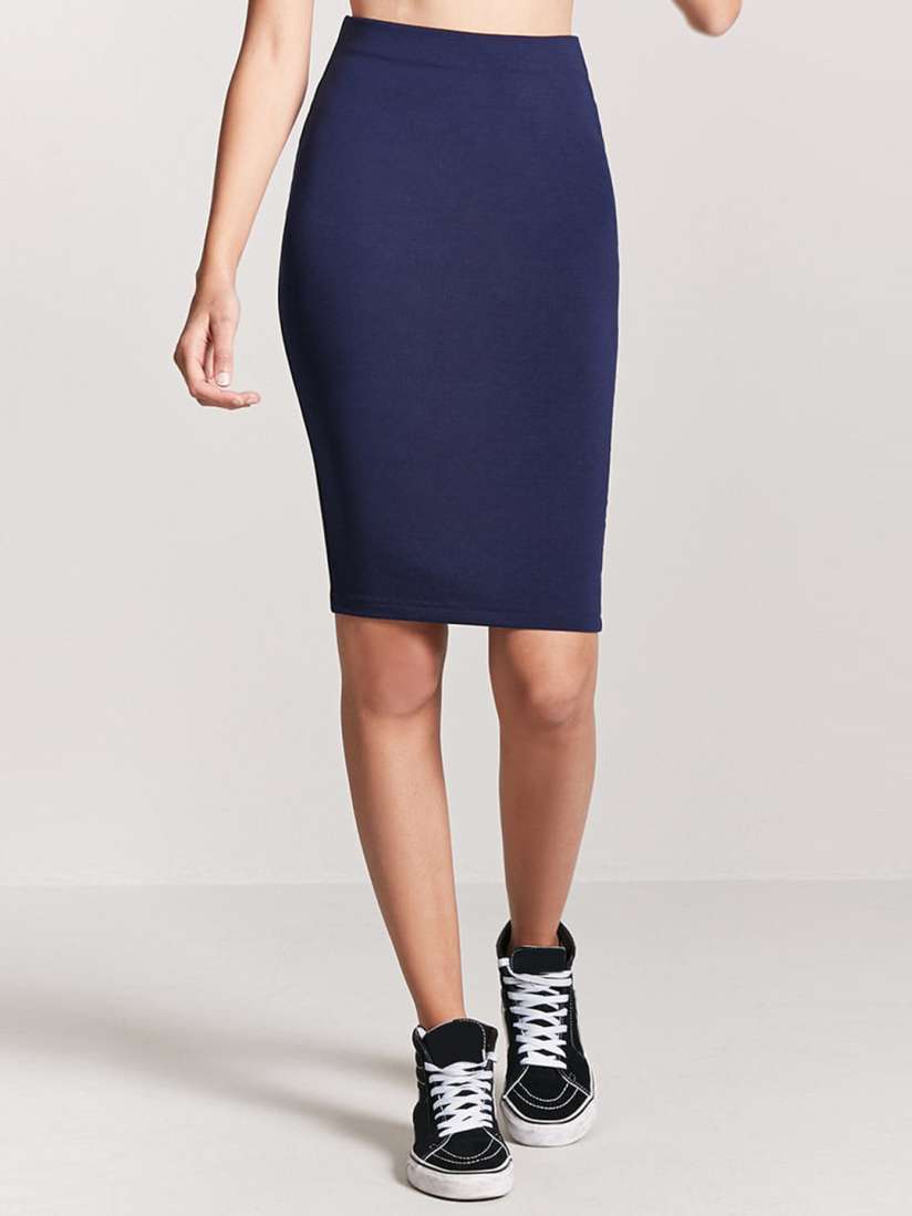 Buy FOREVER 21 Navy Blue Pencil Skirt Skirts for Women 4288057 Myntra