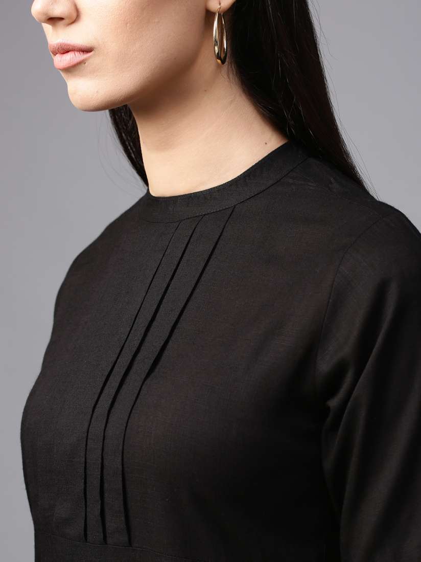 Buy AKS Women Black Solid Straight Kurta Kurtas for Women 4317169 Myntra