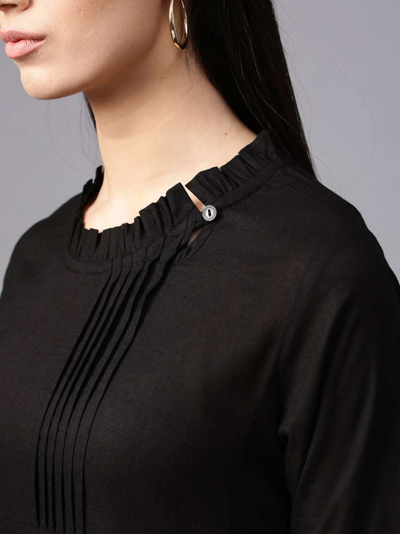 Buy AKS Women Black Solid Straight Kurta Kurtas for Women 4317170 Myntra