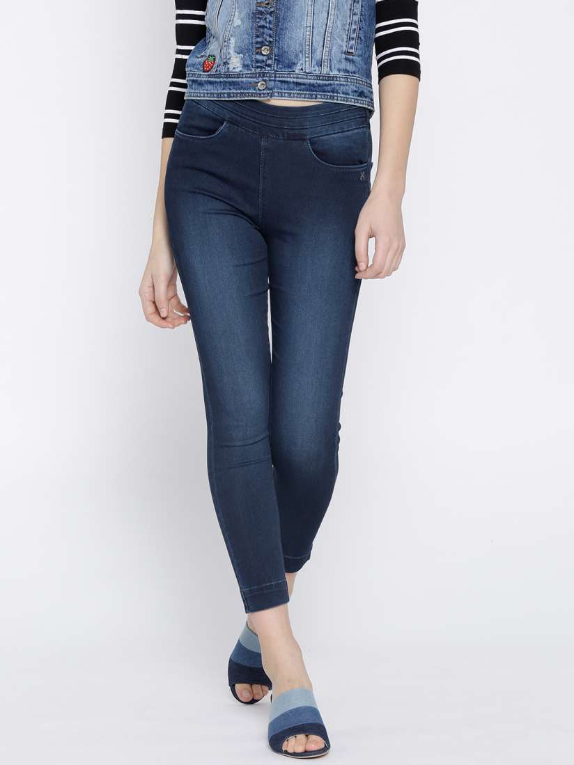 Buy Xpose Women Navy Blue Cropped Jeggings Jeggings for Women 4318192 Myntra