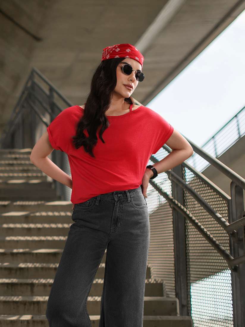 Cold shoulder cotton tops store