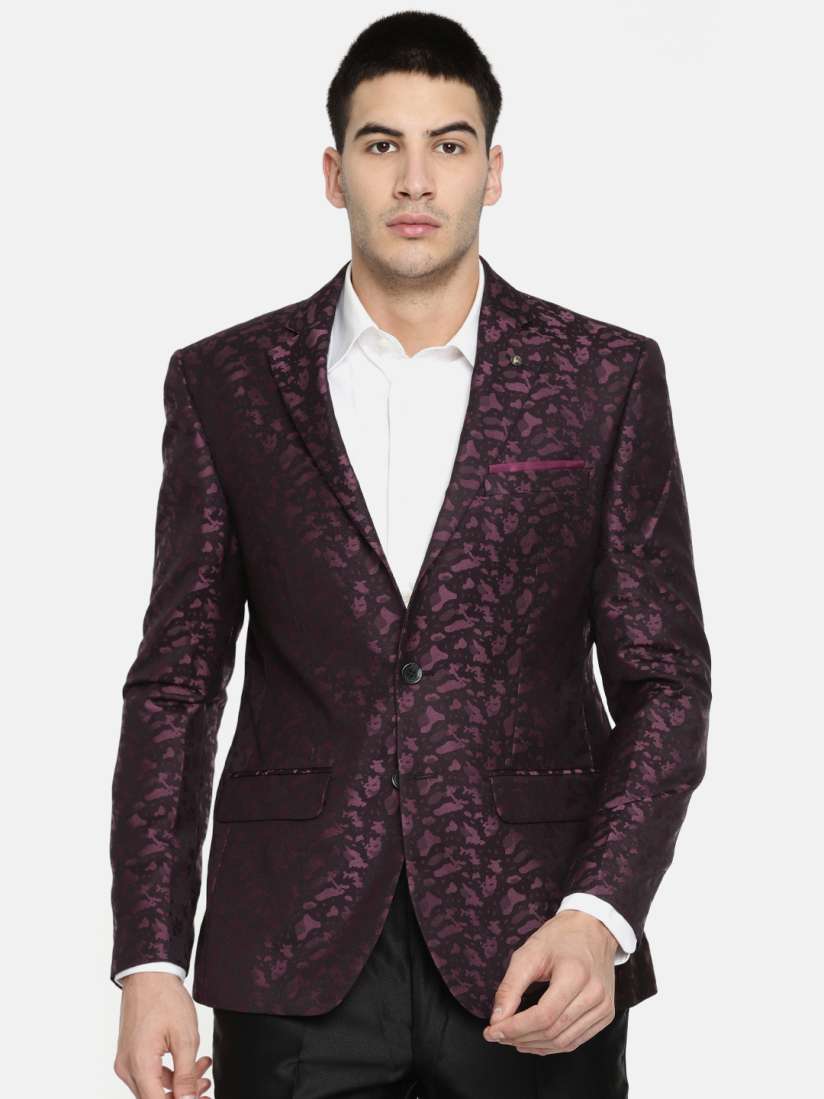 Buy Parx Men Black Purple Printed Urban Slim Fit Casual Blazer Blazers for Men 4323051 Myntra
