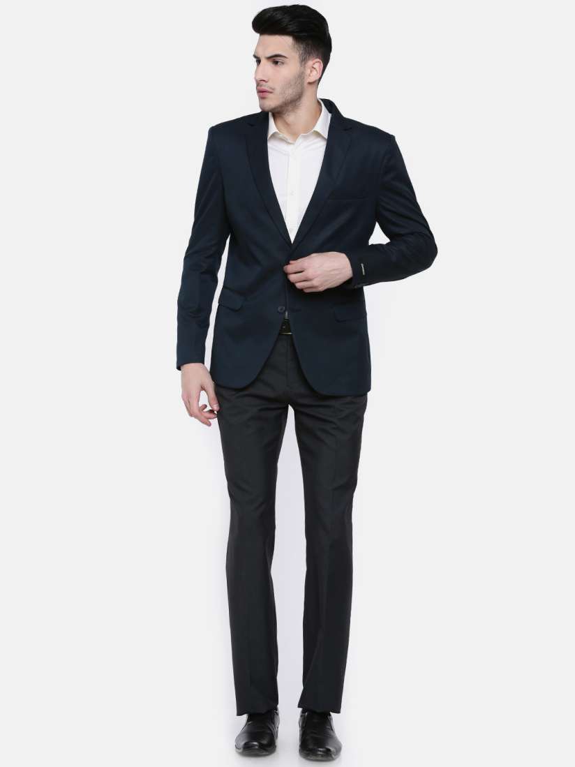 Buy Oxemberg Men Navy Modern Fit Single Breasted Formal Blazer Blazers for Men 4323975 Myntra