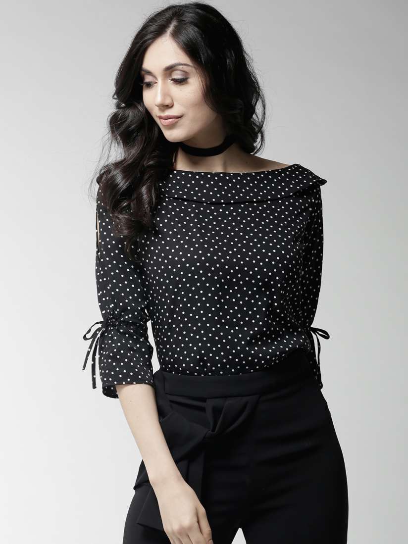 Buy Style Quotient Black Polka Dot Print Top Tops for Women 4325708 Myntra
