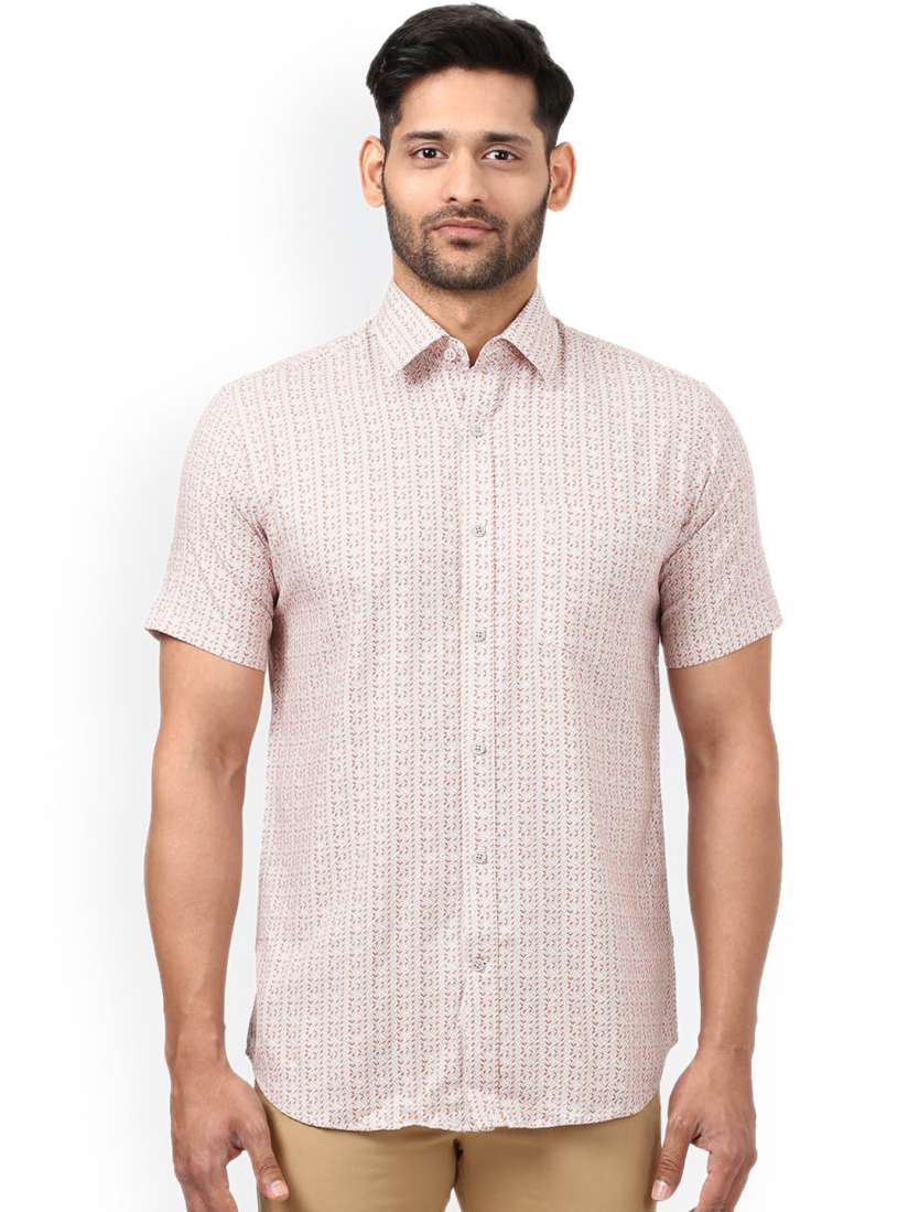 Buy Raymond Men Off White Khadi Cotton Regular Fit Printed Formal Shirt Shirts for Men 4326189 Myntra