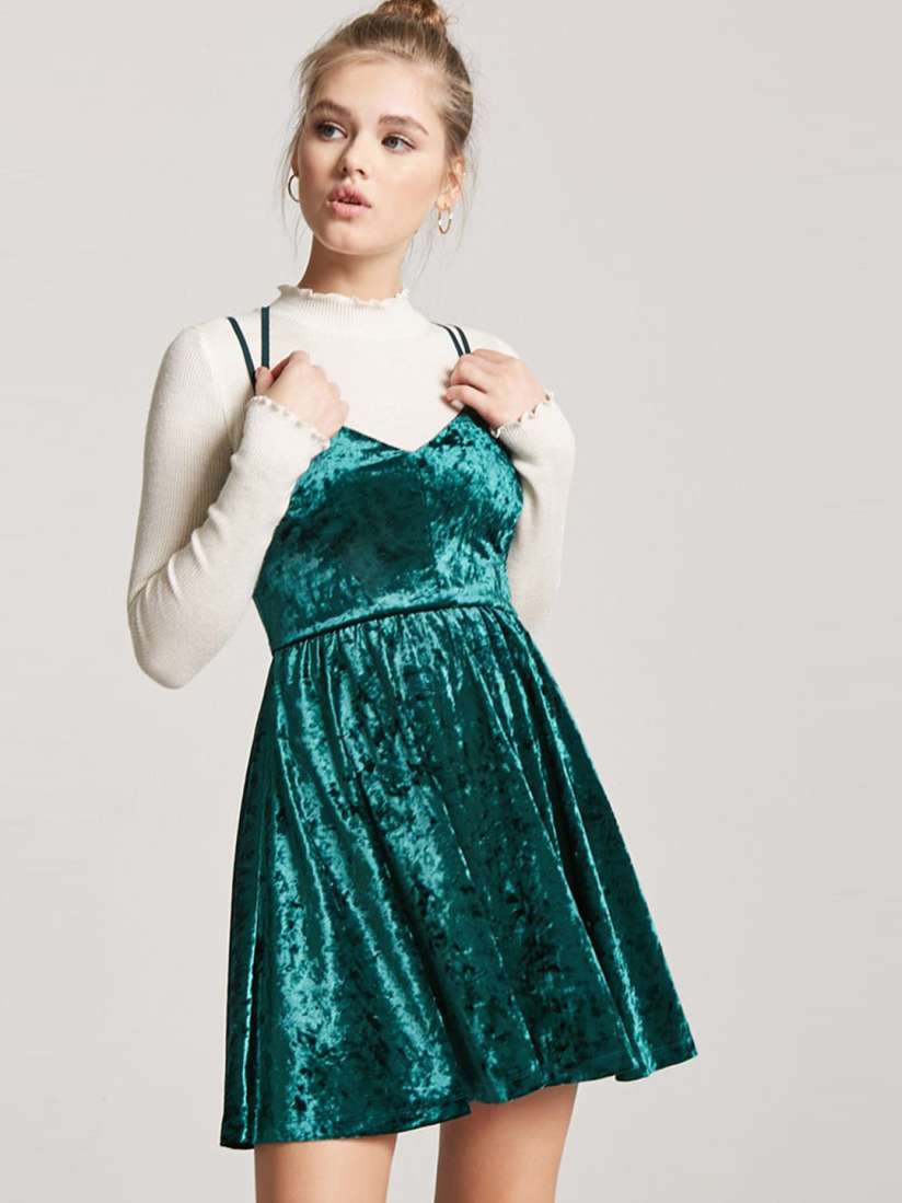 Green velvet dress forever 21 top