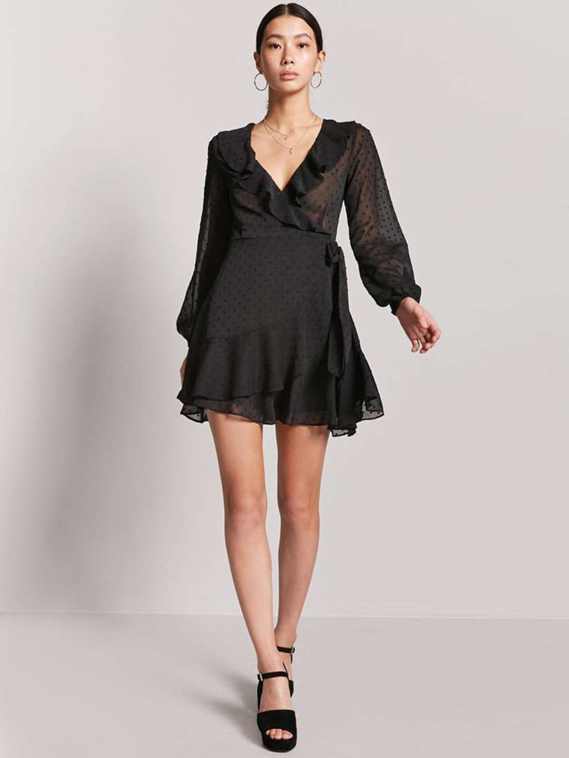 Forever 21 black wrap dress online