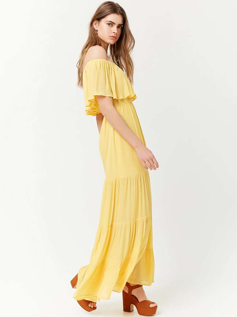 Buy FOREVER 21 Women Yellow Solid Off Shoulder Maxi Dress Dresses for Women 4329765 Myntra