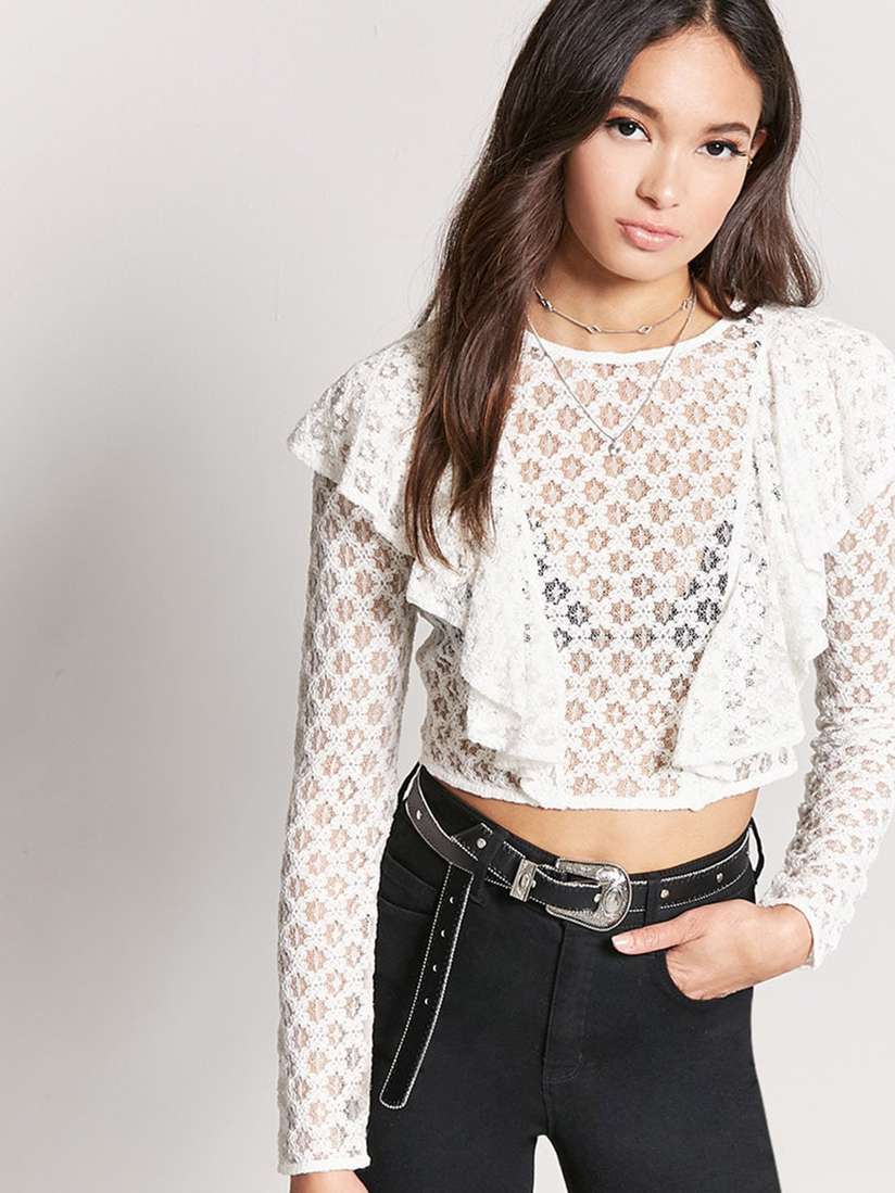 white ruffle shirt forever 21