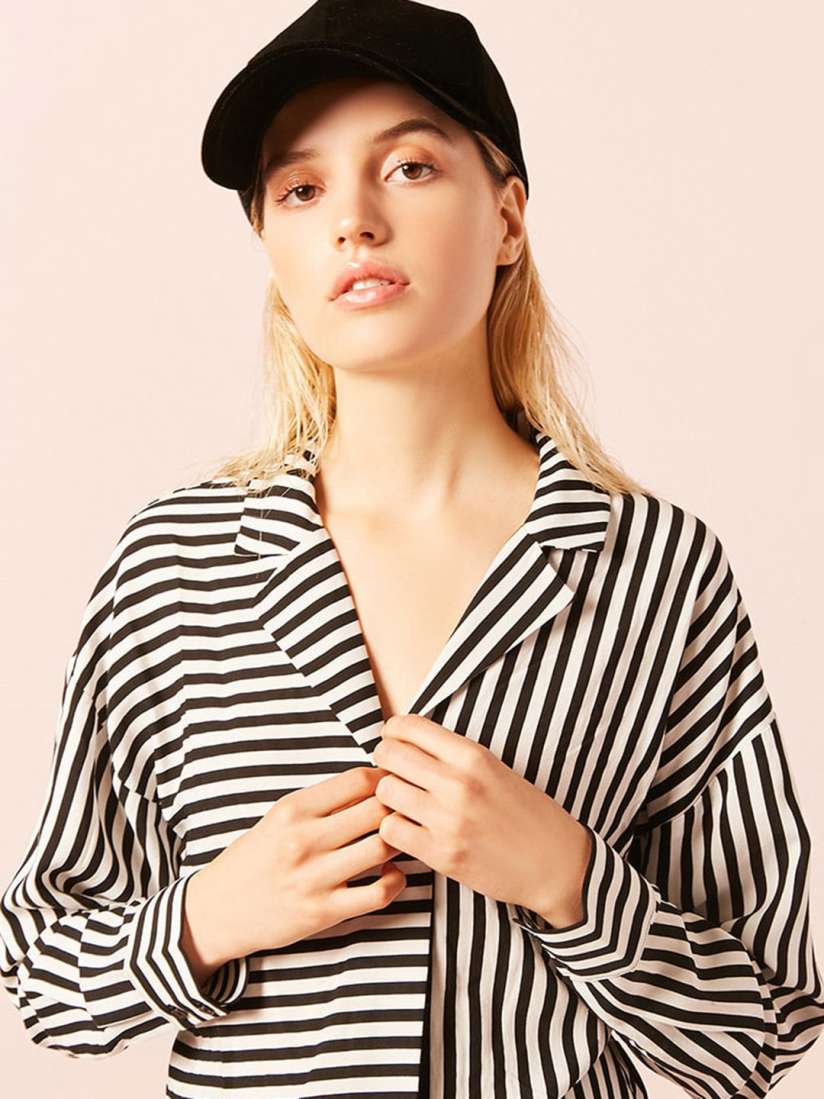 Buy FOREVER 21 Women Black White Striped Top Tops for Women 4330067 Myntra
