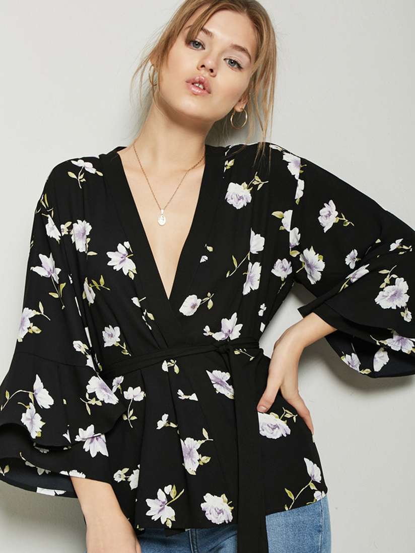 forever 21 floral wrap top